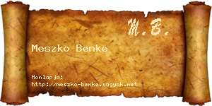Meszko Benke névjegykártya